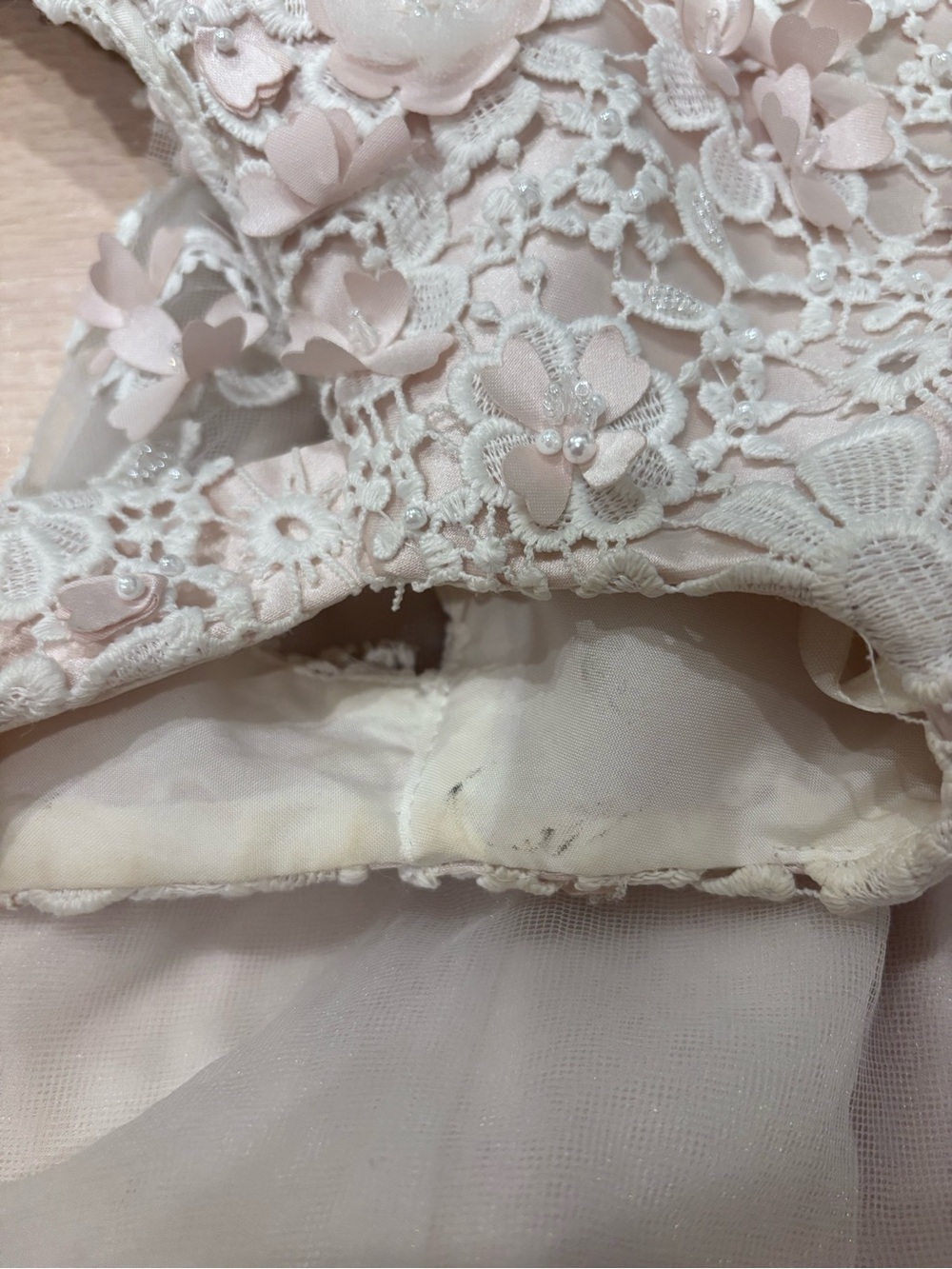 Joan Calabrese Ivory Floral Appliqué Tulle Ballgown Communion Dress - Picture 10 of 11